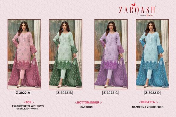 Zarqash Z 3022 Designer Georgette Embroidered Pakistani Suit Collection